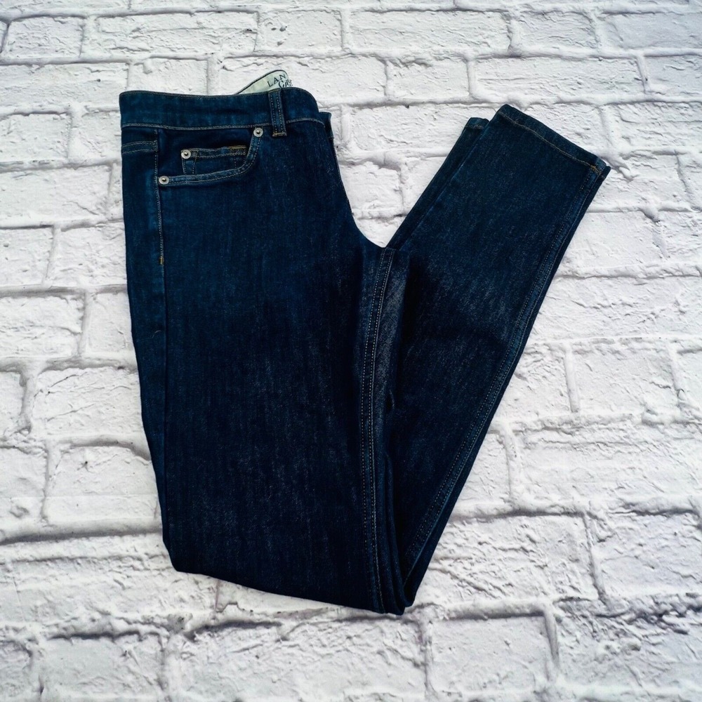 Lands End Canvas 1963 Super Slim Fit Dark Wash Indigo Denim Jeans Womens 28